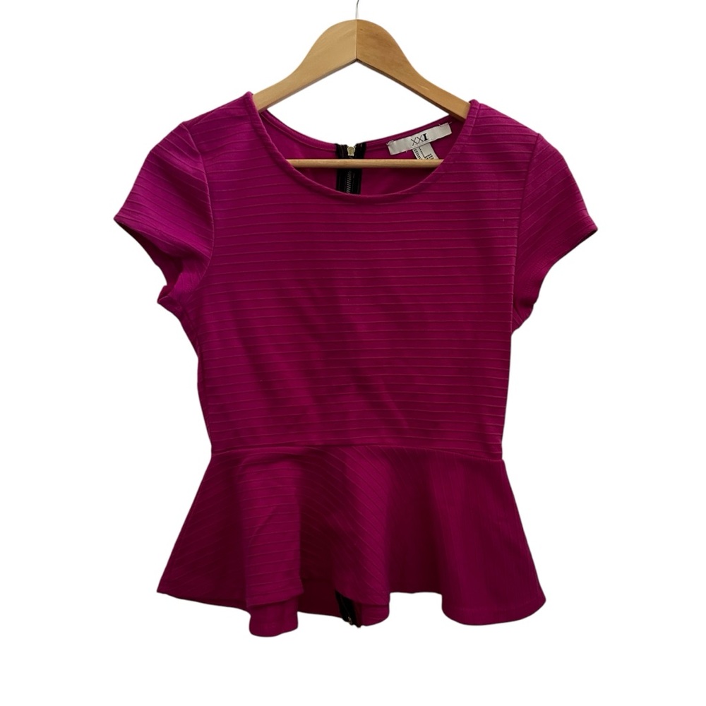 Forever 21 Fuchsia Peplum Blouse Top